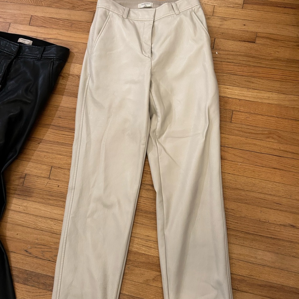 Babaton Light Cream Leather Pants